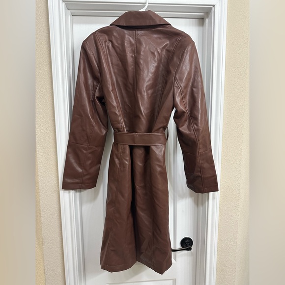 New with Tags Badgley Mischka Trench Coat Chocolate Brown size XL - Picture 3 of 7